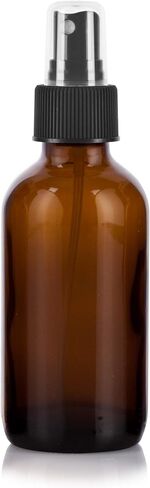 JUVITUS 4 oz Amber Glass Boston Round Bottle with Fine Mist Black Spray (12 pack) + Funnel in Saudi Arabia