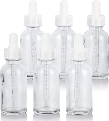 JUVITUS 1 oz Clear Glass Boston Round Bottle with Black Graduated Measurement Dropper (24 pack) in Saudi Arabia
