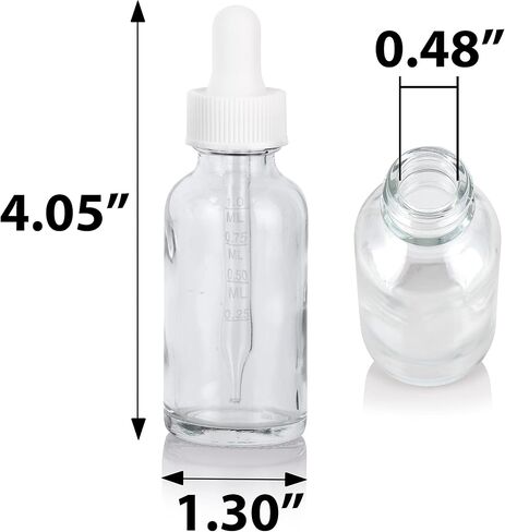 JUVITUS 1 oz Clear Glass Boston Round Bottle with Black Graduated Measurement Dropper (24 pack) in Saudi Arabia