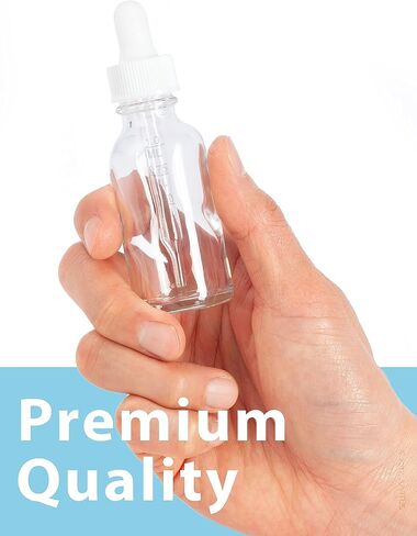 JUVITUS 1 oz Clear Glass Boston Round Bottle with Black Graduated Measurement Dropper (24 pack) in Saudi Arabia
