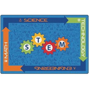 Carpets for Kids KID$Value PLUS 96.81 STEM Classroom Science Rug 8ft x 12ft Rectangle Blue