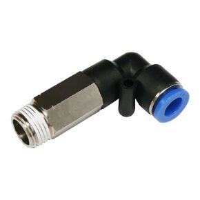 Brennan PCNY2501-L-04-08 PBT Push-to-Connect Tube Fitting, 90 Degree Extended Elbow, 1/4" Tube OD x 1/8" NPT Male