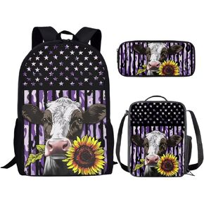 Avocado School Backpack and Lunch Box for Girls,Back to School Backpack Purse Kids Elementary Book Bag Pencil Case Teens Camping Picnic Bag Set