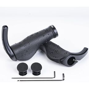 PRUNUS Bike Grips Rubber Ergonomic Antislip Handlebar Grips for MTB Bicycle Mountain(Black+Gray)