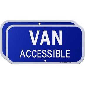 Van Accessible Sign 2 Pack, Handicap Parking Sign, 6" x 12" Engineer Grade Reflective Aluminum, Waterproof, Easy to Mount