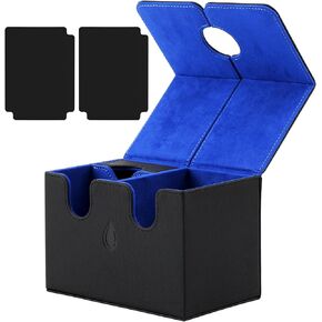 DaMohony Card Deck Box Holds 350+ Single Sleeved Cards PU Leather Magnetic Deck Box with Dice Tray for TCG CCG Magic Game Cards