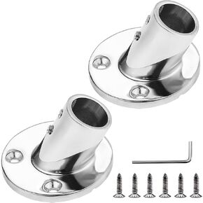 Stainless Steel Boat Rail Fittings 60/90 Degree Boat Railing Hardware Marine Grade Handrail Base for 7/8 or 1 inch O.D. Tube/Pipe with L Shape Hex Key and Screws (round 60° for 7/8" Pipe)