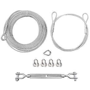 1/4 Galvanized Steel Cable, 75ft Wire Rope Kit Include Turnbuckle, Cable Clamps and Thimble, 7x19 Strand, 4200 lbs Breaking Strength, Steel Aircraft Cable for Yard Zipline, Deck Railing