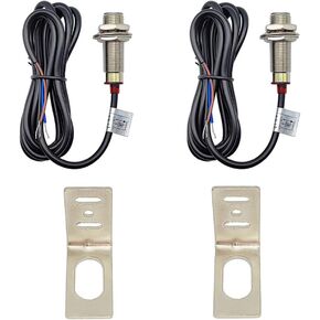 NJK-5002C Hall Effect Sensor NPN NO Detection Approach Switch 10mm M12 Proximity Switch with L Type Bracket (2 Pack)