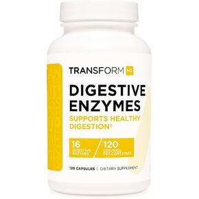 TransformHQ Digestive Enzymes Supplement (120 Capsules) - 16 Enzymes, Support Healthy Digestion