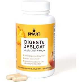SMART Pressed Juice Digest and Debloat Digestive Enzymes with Apple Cider Vinegar, 90 capsules Smart Digestive Enzymes for Gut Health - Break Down Fat Carbs Protein Veggies
