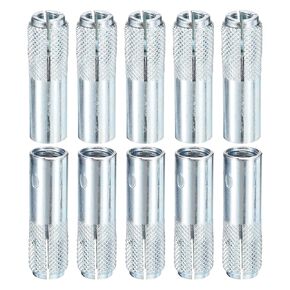 M10 x 40mm Drop-in Anchors - 10 Pack - Good for Dry Walls Hollow Bricks Plaster - Carbon Steel Sleeve Anchors Tool Expansion Anchors - Silver