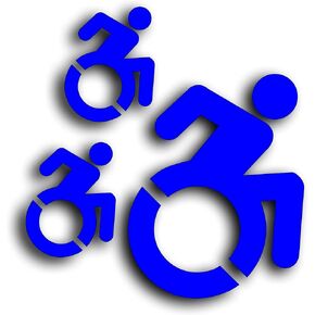 3X Set Handicap 3M Vinyl Decal Sticker New Accessible Icon for Wheelchair Lift Disability Mobility Van Bus in Blue (1pc) 6 x 4 3/4, (2pc) 3 x 2 1/2 Be Aware of Size Larger is Also Available