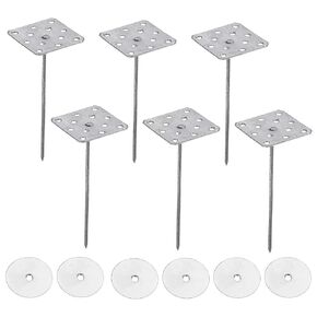 PATIKIL 3.2 Inch Perforated Insulation Pins with Round Washers, 80 Pack Aluminum Insulating Nails Wall Plug for Fixing Foam Boards to Wall or Ceiling