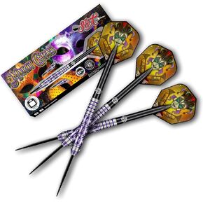 Shot Darts Steel Tip, Americana Mardi Gras (23g/24g/26g), 80% Tungsten Barrel, Front weighted, Handcrafted Professional Dart Set & Flights Made in New Zealand, Metal Tip for Bristle Dartboard
