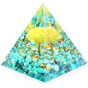 Healing Crystals Pyramid and Healing Stones, Orgone Pyramid Positive Energy Amethyst Crystal Orgonite Healing Stones Pyramid for Resist Stress, Home Décor (A)