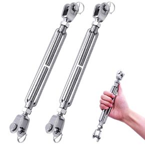 2PCS 1/2" X 12.5" M12 304 Stainless Steel Turnbuckle Extra Large Heavy Duty Turnbuckles for Cable Wire, 1100 LBs Load