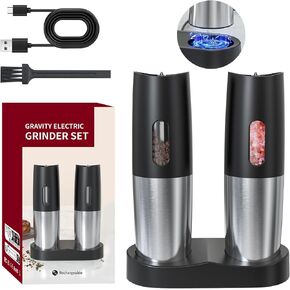 Electric Salt and Pepper Grinder Set, Automatic Salt and Pepper Grinder Set, Gravity Salt and Pepper Grinder Set