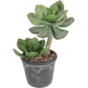 Hollyone Large Artificial Succulent Plants Fake Agave Succulent Plant Potted 13" Faux Plant in Vintage Cement Pot Succulent Aloe Plant Indoor for Desk Home Office Living Room Table Shelf Decor