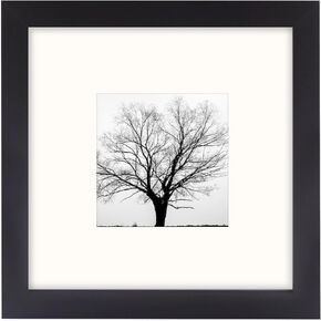 Brown 6x6 Picture Frame with Mat for 4x4 Display, Desk Wall Square Photo Frame for Horizontal and Vertical, 1 Pack