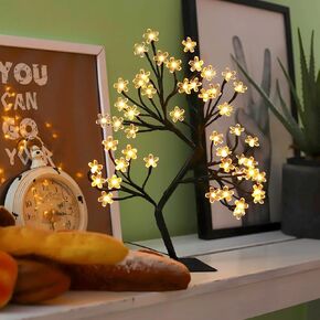 Bonsai Tree Light Artificial Tree Led Flower Cherry Blossom Light Adjustable Branches Battery Operated for Room Decoration and Gift (Pink)