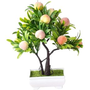ABOOFAN Potted Peach Tree House Plants Mini Fake Flowers Indoor Decor Desk Fake Bonsai Dining Table Centerpieces Plant Indoor Decor for Table Plastic Tree Bonsai Furniture Office in Kuwait