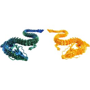 2PCS 12 Inch 3D Printed Dragon Eggs, Articulated Dragon with Dragon Inside, Crystal Dragon Fidget Toy Adults Fidget Toys Mystery Dragon Egg for Autism, Home Office Decor Executive Desk Toy