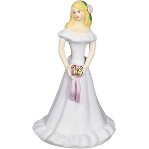 Enesco Growing Up Girls “Blonde Age 16" Porcelain Figurine, 7.5", Golden,pink