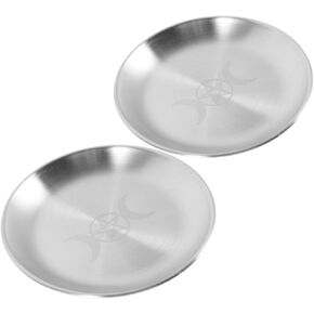 2pcs Table Trays for Eating Set up Decorations Tray Pentagram Candle Holder Gold and Silver Metal Gold Plate Round Serving Tray Supplies Metal Candle Holder Candle Candle Supplies