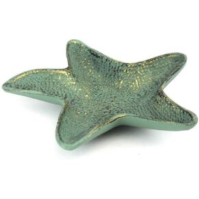 Hampton Nautical Cast Iron Starfish Decorative Bowl, 8", Dark Blue/Whitewashed