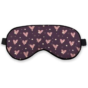 Pink Heart Purple Eye Mask for Women Girls Girlfriend Wife, Valentines Romantic Silk Blackout Eye Mask for Sleeping, Adjustable Straps Soft Lightweight Sleep Mask, Valentines Gifts for Her Him in Kuwait