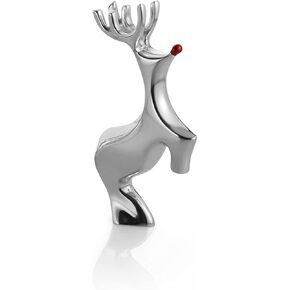 nambe Miniature, Red-Nosed Reindeer Figurine | Metal Alloy Holiday Collection | Collectable Reindeer Christmas Home Décor | Statue Accents for Bookshelf, Fireplace, Table Centerpiece