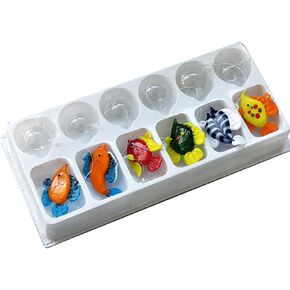 Color Bubble Fish Miniature Hand Blown Tropical Fish Figurine Art Glass Sea Animals,Set of 6 for Small and Medium Fish Tanks (E)