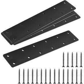 Pehciroe 4Pcs 11" Heavy Duty Flat Mending Plate, Steel Mending Bracket, Joint Fixing Bracket Connector, Metal Mending Plates for Repairing Wood Furniture with Screws, 3mm Thickness