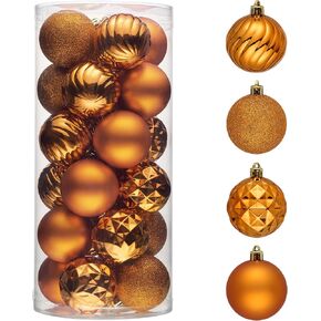 Valery Madelyn Christmas Tree Decorations Ornament Set for Fall Halloween Decor, 24ct Black Shatterproof Christmas Ball Ornaments Bulk, 2.36 Inches Hanging Decor for Xmas Holiday Party