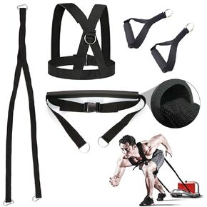 Exercise Resistance Fitness Bands Set Workout Equipment Double Endurance Weight Sled Harness Kits Sled Pulling Strap for Running Sprinting Resistance Speed Agility Training, Black