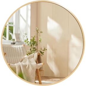 Gold Mirror 12"x12" Circular Bathroom Mirror, Wall Mounted Mirror, Gold Vanity Wall Mirror Brushed Metal Frame Anti-Rust, Tempered Glass Hangs Horizontally Mirror for Bedroom, Entryway, Living Room