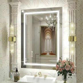 20x28 LED Bathroom Mirror, Vanity Mirror with Lights, Backlit and Front lit Mirror for Wall, Dimmable, Anti-Fog, Shatterpoof, Memory (Horizontal/Vertical)