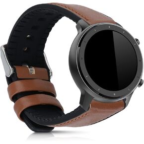 kwmobile Strap Compatible with Huami Amazfit GTR (47mm) / GTR 2 Strap - Silicone and Leather Sport Wristband - Black