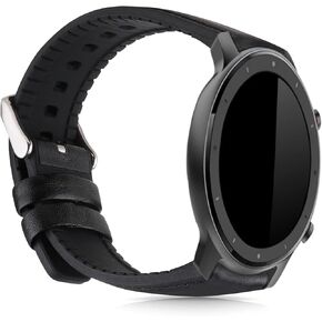 kwmobile Strap Compatible with Huami Amazfit GTR (47mm) / GTR 2 Strap - Silicone and Leather Sport Wristband - Black