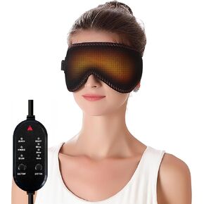 Heated Eye Mask, Eye Heating Pad, Warm Compress for Eyes, Heated Eye Masks for Dry Eyes Stye Relax Eye Strain with Power Adapter