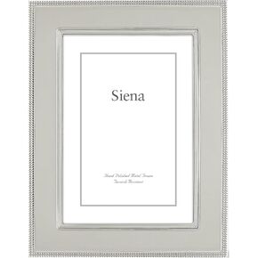 Siena Flat Plain With Bead Border Picture FrameTarnish Resistant Finish, Perfect Photo Frame for any End Table, Credenza, Shelf, or Nightstand, Silver 8x10
