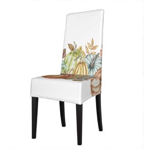 Moslion Pumpkin Dining Chair Covers Retro Fall Pumpkins Autumn Decor Flowers Leaves Country Rustic Harvest Chair Slipcovers, Removable Washable Soft Chair Protector Cover Great Home Decor