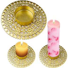 Aohcae Candle Holders, 3PCS Retro Candlestick Holders for Tealights & Pillar Candles Iron Taper Candle Holder for Home Decoration, Housewarming, Anniversary, Party, Festival (Gold)