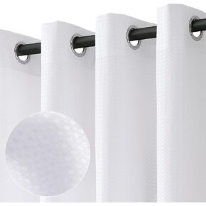 White Grommet Curtains 84 Inches Long for Bedroom Semi Sheer Light Filtering Privacy Curtains Let Light in Waffle Textured Modern Window Curtain Drapes 84 Inch Length 2 Panels for Living Room 52x84