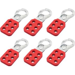 Lockout Tagout Hasp 6 Pack,1 inch Steel Lockout Hasp,Nylon Handle,Red,Lock Out Tag Out Hasp,Tamper-Proof and Impact-Resistant Loto Hasp
