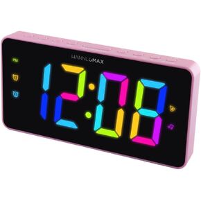 HANNLOMAX HX-160CR PLL FM Radio Alarm Clock, 2.5" LED Display with RGB Color (7 Regular Colors and 4 Dynamic Color Charging, Display Dimmer Function, AC Operation only. (Black)