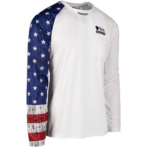 S A Company Mens Performance Long Sleeve Shirt with Sunglasses Loop | UPF 50+ Sun Protection, Moisture Wicking, 4-Way Stretch (American Sleeve, X-Large)