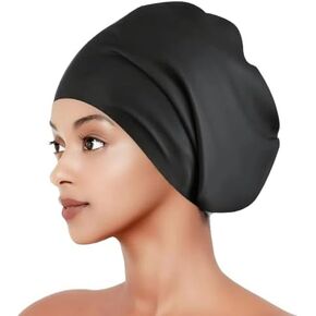 Large Swim Cap for Women Men, Waterproof Silicone Swimming Caps Ideal for Long Hair, Thick Curly Hair & Dreadlocks Braids Weaves Afro Hair - Keep Hairstyle Unchanged