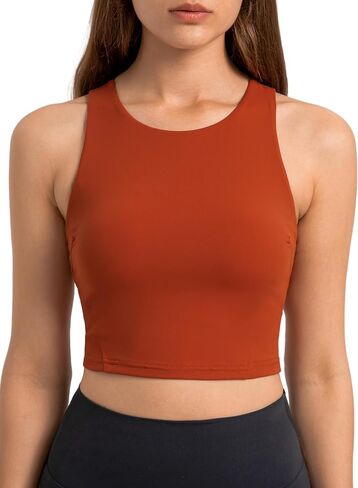 ABOCIW High Neck Longline Sports Bras for Women Racerback Padded Workout Crop Tank Tops with Built in Bra in Saudi Arabia